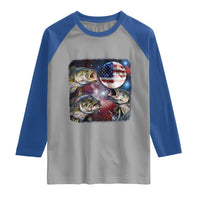 Patriotic Bass Fishing Moon Raglan Shirt 4th Of July Fisherman Gift