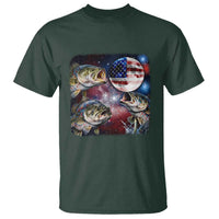 Patriotic Bass Fishing Moon T Shirt 4th Of July Fisherman Gift