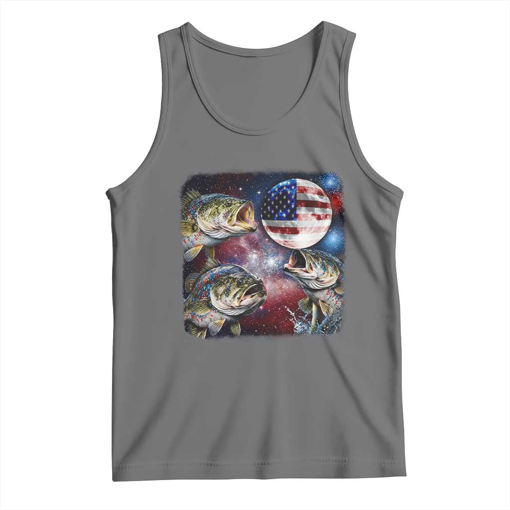 Patriotic Bass Fishing Moon Tank Top 4th Of July Fisherman Gift