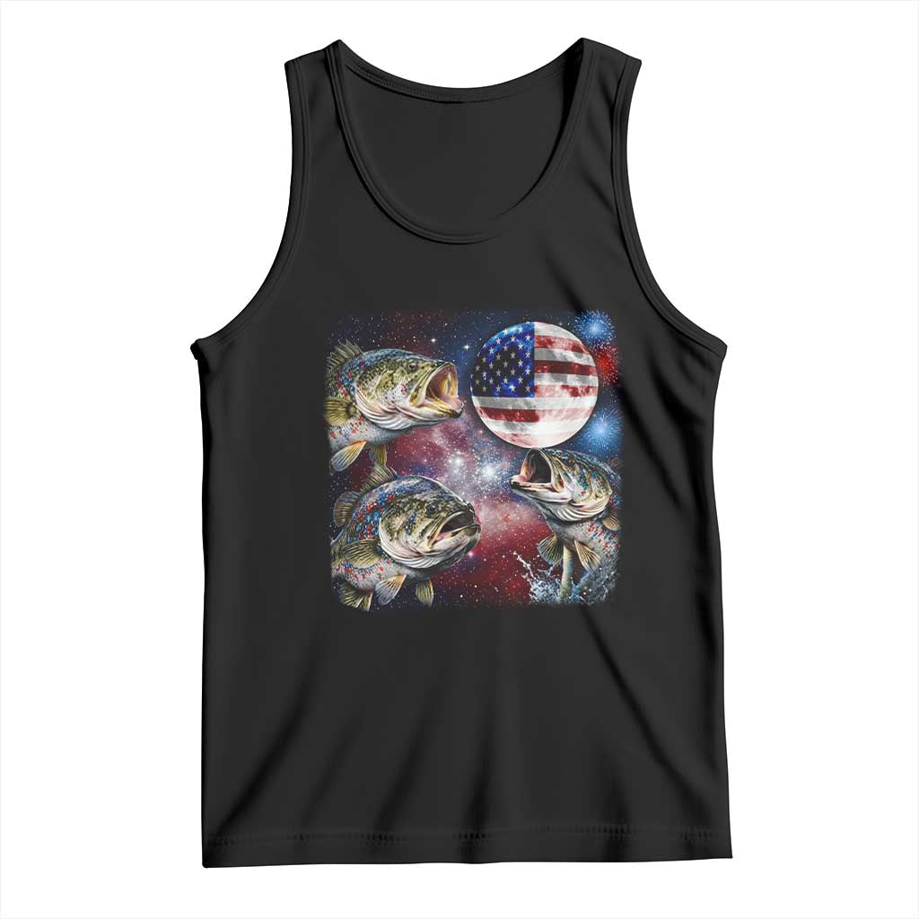 Patriotic Bass Fishing Moon Tank Top 4th Of July Fisherman Gift