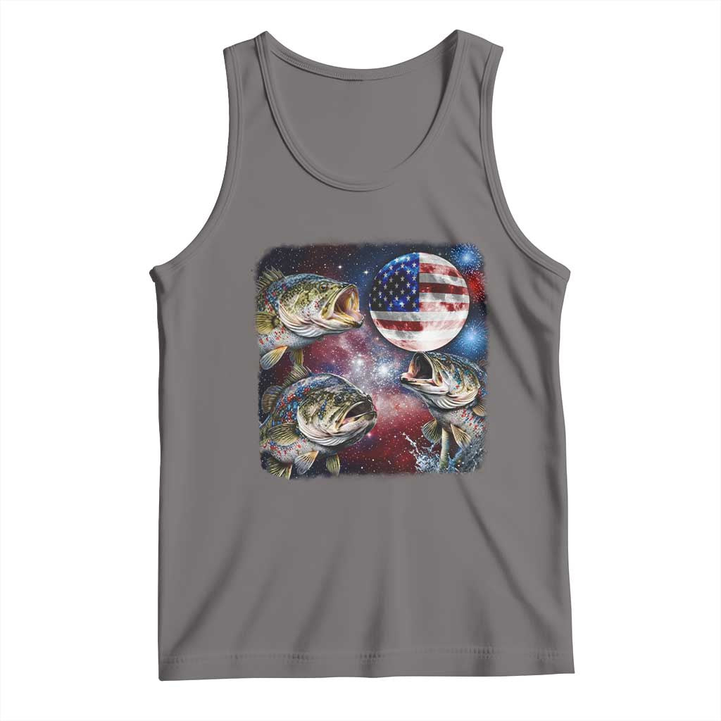 Patriotic Bass Fishing Moon Tank Top 4th Of July Fisherman Gift