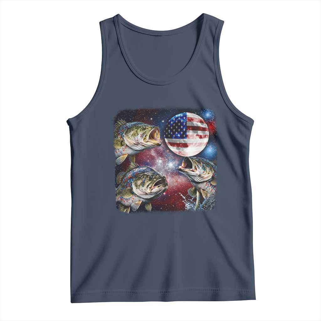 Patriotic Bass Fishing Moon Tank Top 4th Of July Fisherman Gift