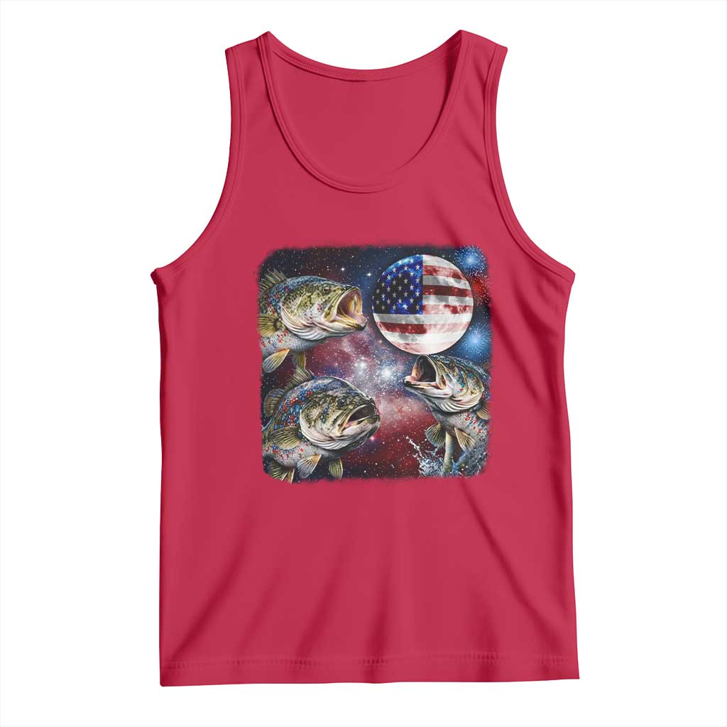 Patriotic Bass Fishing Moon Tank Top 4th Of July Fisherman Gift