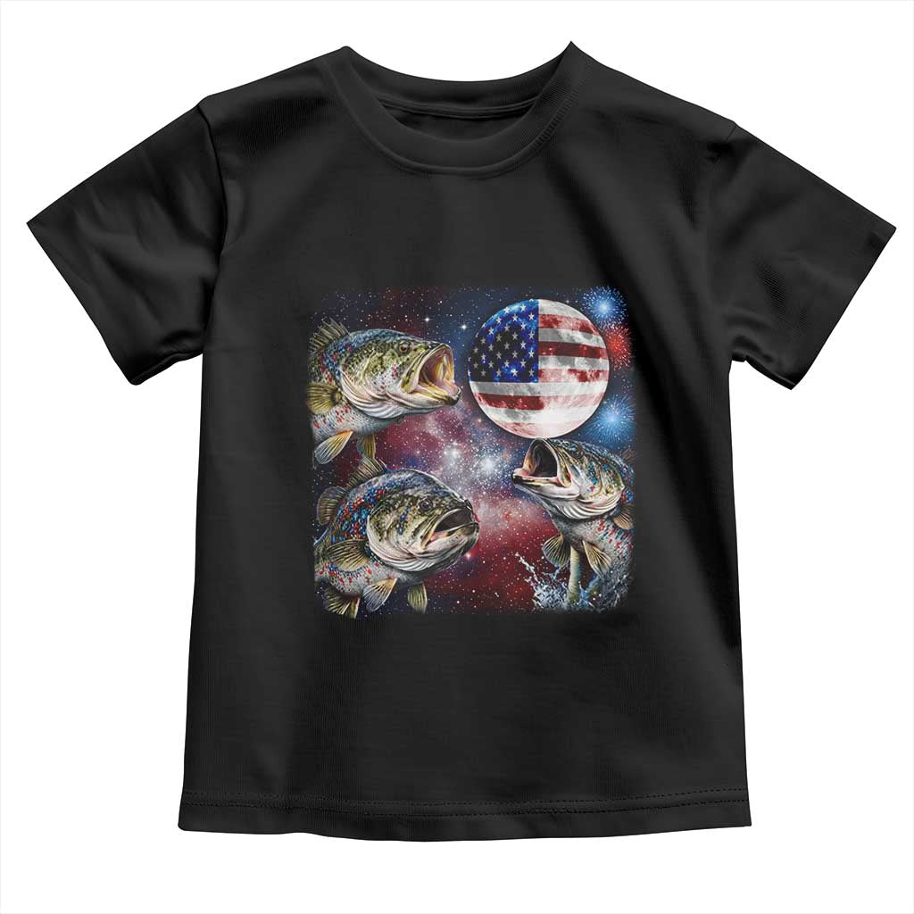 Patriotic Bass Fishing Moon Toddler T Shirt 4th Of July Fisherman Gift