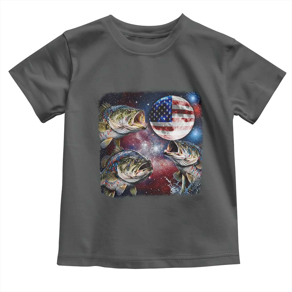 Patriotic Bass Fishing Moon Toddler T Shirt 4th Of July Fisherman Gift