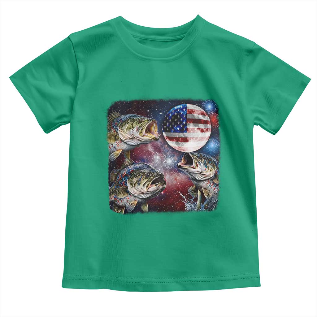 Patriotic Bass Fishing Moon Toddler T Shirt 4th Of July Fisherman Gift