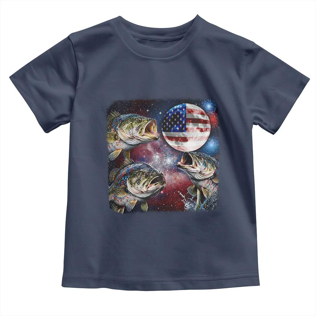 Patriotic Bass Fishing Moon Toddler T Shirt 4th Of July Fisherman Gift