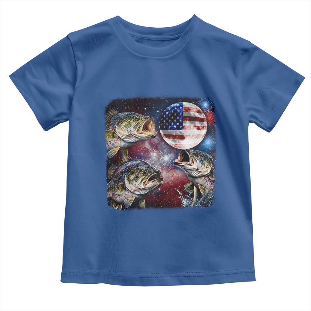Patriotic Bass Fishing Moon Toddler T Shirt 4th Of July Fisherman Gift