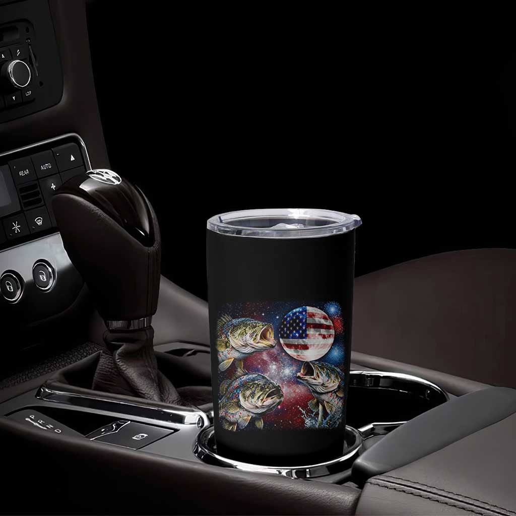 Patriotic Bass Fishing Moon Tumbler Cup 4th Of July Fisherman Gift