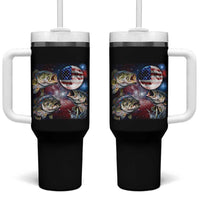 Patriotic Bass Fishing Moon Tumbler With Handle 4th Of July Fisherman Gift