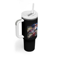 Patriotic Bass Fishing Moon Tumbler With Handle 4th Of July Fisherman Gift