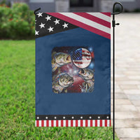 Red White And Blue Bass Fishing Moon Patriotic Garden Flag 4th Of July Fisherman Gift