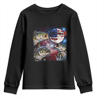Patriotic Bass Fishing Moon Youth Sweatshirt 4th Of July Fisherman Gift