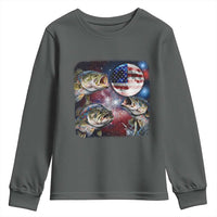 Patriotic Bass Fishing Moon Youth Sweatshirt 4th Of July Fisherman Gift