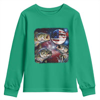 Patriotic Bass Fishing Moon Youth Sweatshirt 4th Of July Fisherman Gift