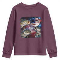 Patriotic Bass Fishing Moon Youth Sweatshirt 4th Of July Fisherman Gift
