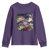 Patriotic Bass Fishing Moon Youth Sweatshirt 4th Of July Fisherman Gift