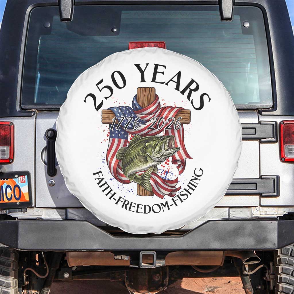 Faith Freedom Fishing Spare Tire Cover 250 Years Of Christian Fish Hunting