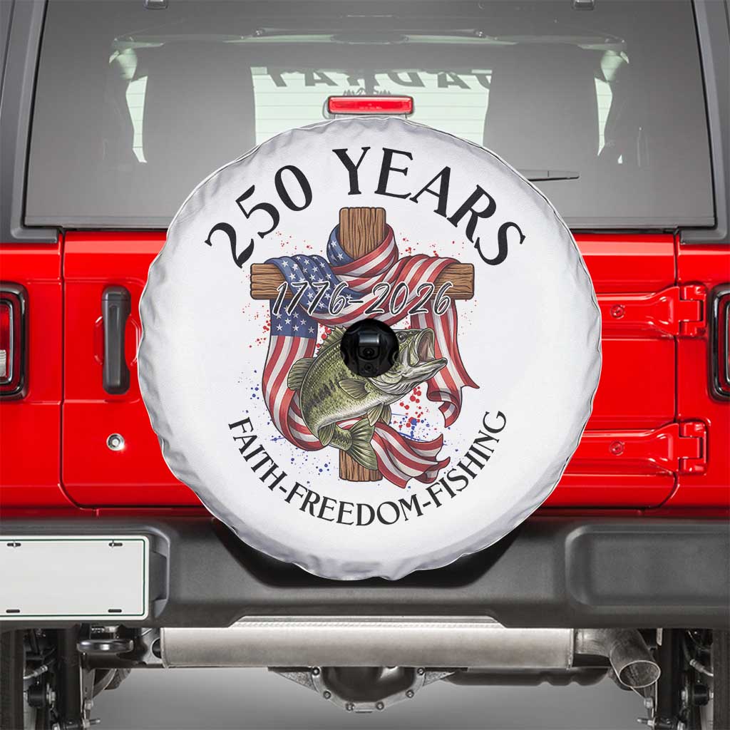 Faith Freedom Fishing Spare Tire Cover 250 Years Of Christian Fish Hunting