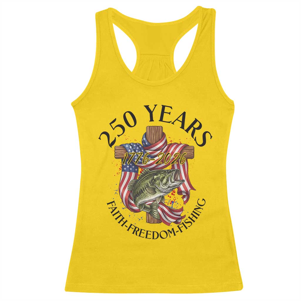 Faith Freedom Fishing Racerback Tank Top 250 Years Of Christian Fish Hunting