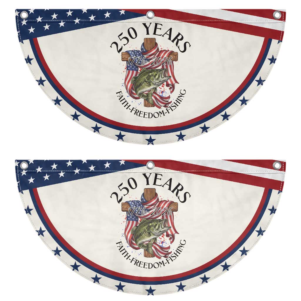 Faith Freedom Fishing Patriotic Fan Flag 250 Years Of Christian Fish Hunting