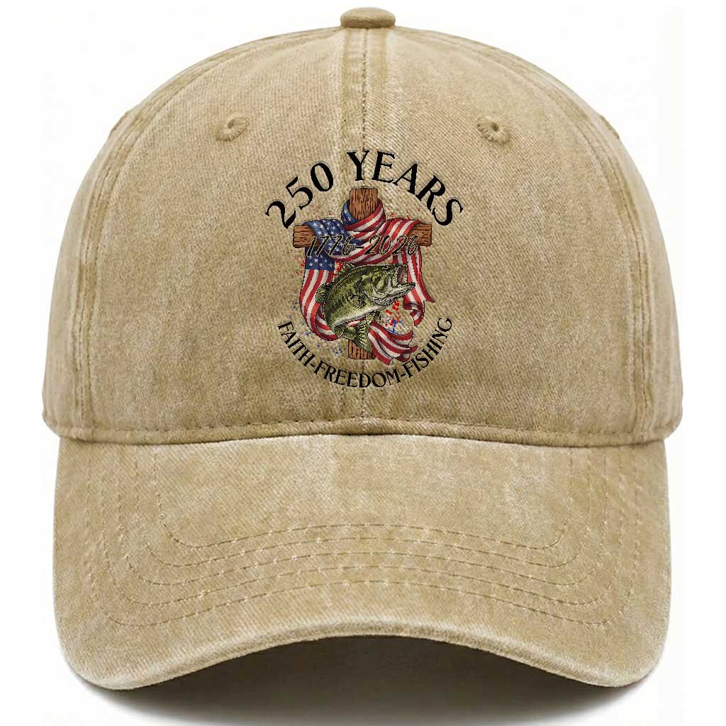 Faith Freedom Fishing Washed Cotton Baseball Cap 250 Years Of Christian Fish Hunting