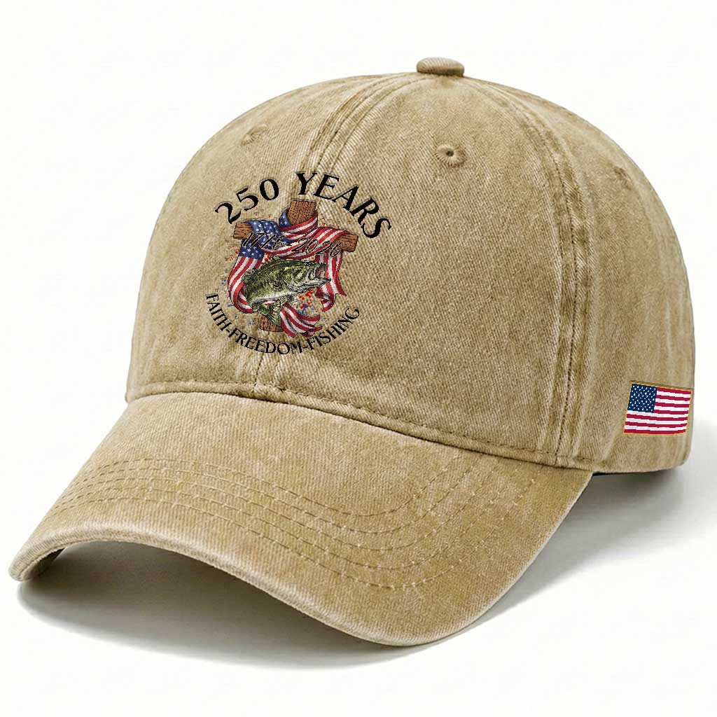 Faith Freedom Fishing Washed Cotton Baseball Cap 250 Years Of Christian Fish Hunting