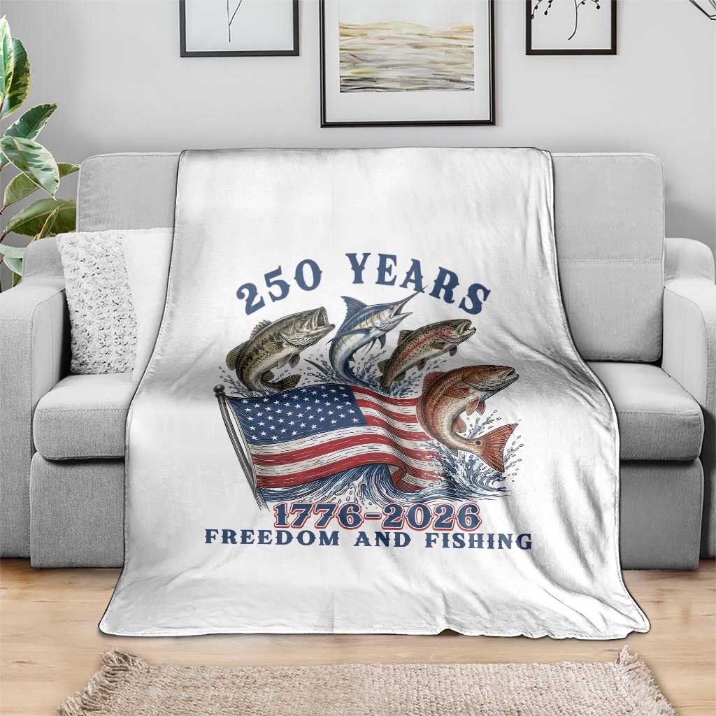 Freedom And Fishing Throw Blanket Patriotic American Flag Fisherman Gift