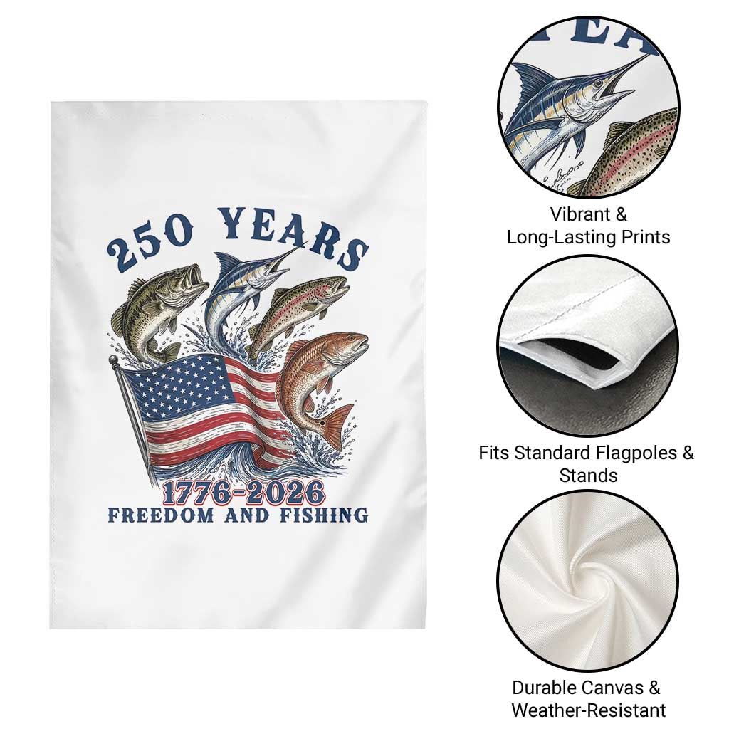 Freedom And Fishing Garden Flag Patriotic American Flag Fisherman Gift