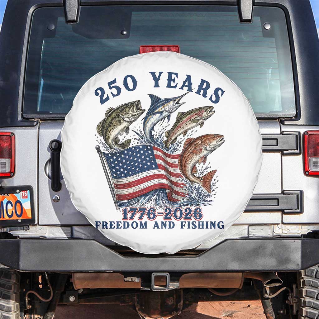 Freedom And Fishing Spare Tire Cover Patriotic American Flag Fisherman Gift