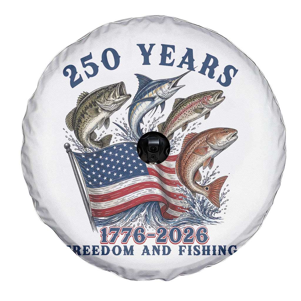Freedom And Fishing Spare Tire Cover Patriotic American Flag Fisherman Gift