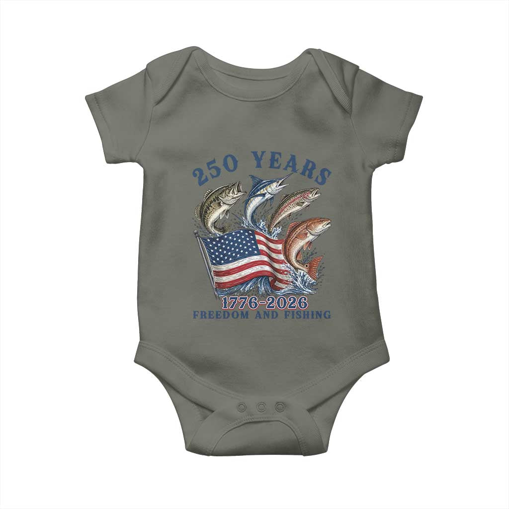 Freedom And Fishing Baby Onesie Patriotic American Flag Fisherman Gift