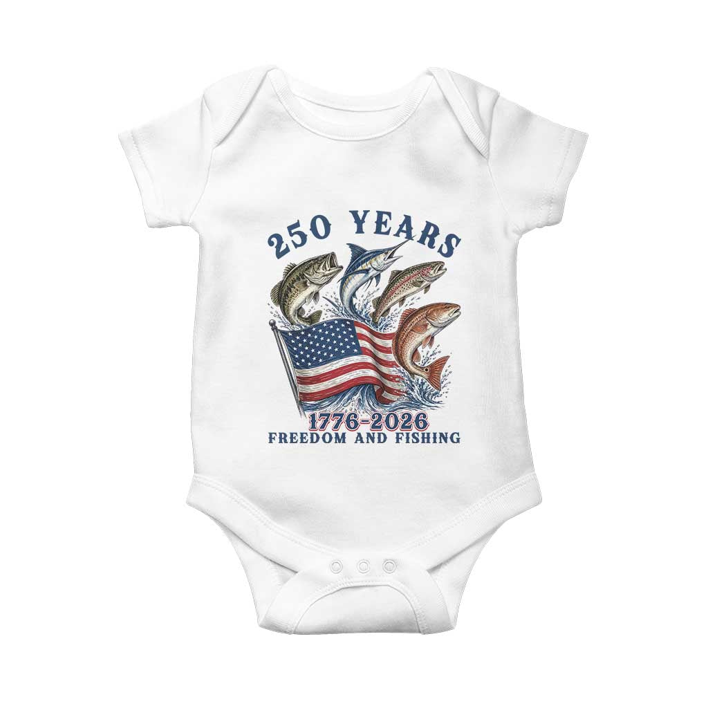 Freedom And Fishing Baby Onesie Patriotic American Flag Fisherman Gift