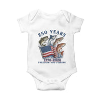 Freedom And Fishing Baby Onesie Patriotic American Flag Fisherman Gift