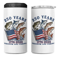 Freedom And Fishing 4 in 1 Can Cooler Tumbler Patriotic American Flag Fisherman Gift