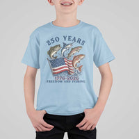 Freedom And Fishing T Shirt For Kid Patriotic American Flag Fisherman Gift