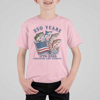 Freedom And Fishing T Shirt For Kid Patriotic American Flag Fisherman Gift