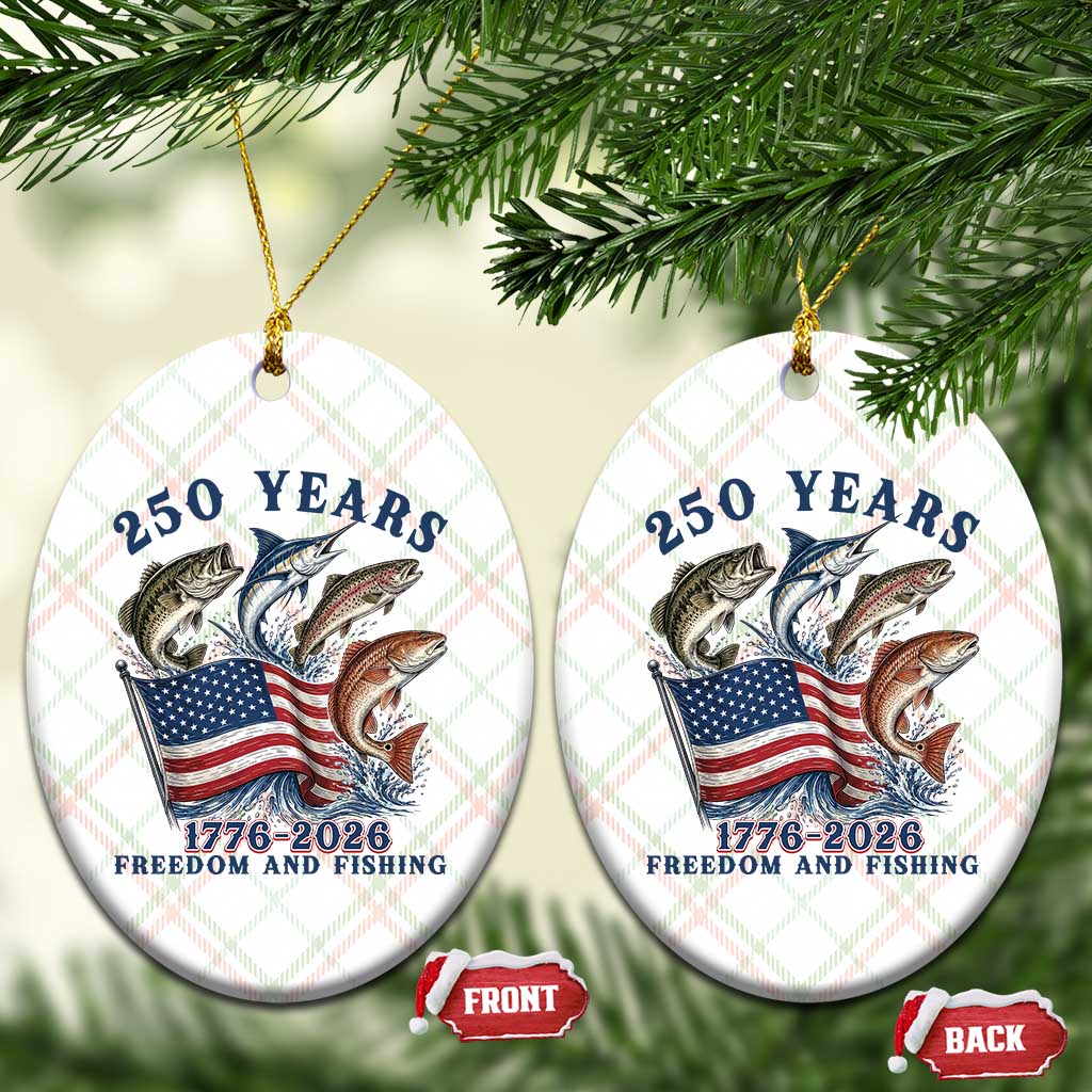 Freedom And Fishing Ceramic Ornament Patriotic American Flag Fisherman Gift
