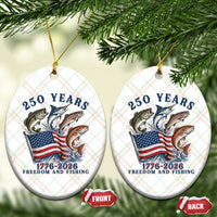 Freedom And Fishing Ceramic Ornament Patriotic American Flag Fisherman Gift