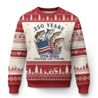 Freedom And Fishing Ugly Christmas Sweater Patriotic American Flag Fisherman Gift