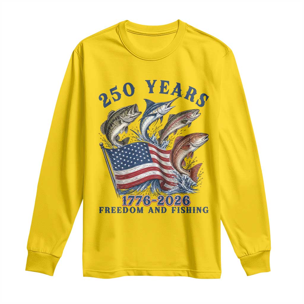 Freedom And Fishing Long Sleeve Shirt Patriotic American Flag Fisherman Gift