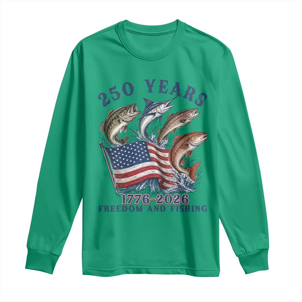 Freedom And Fishing Long Sleeve Shirt Patriotic American Flag Fisherman Gift