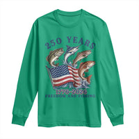 Freedom And Fishing Long Sleeve Shirt Patriotic American Flag Fisherman Gift