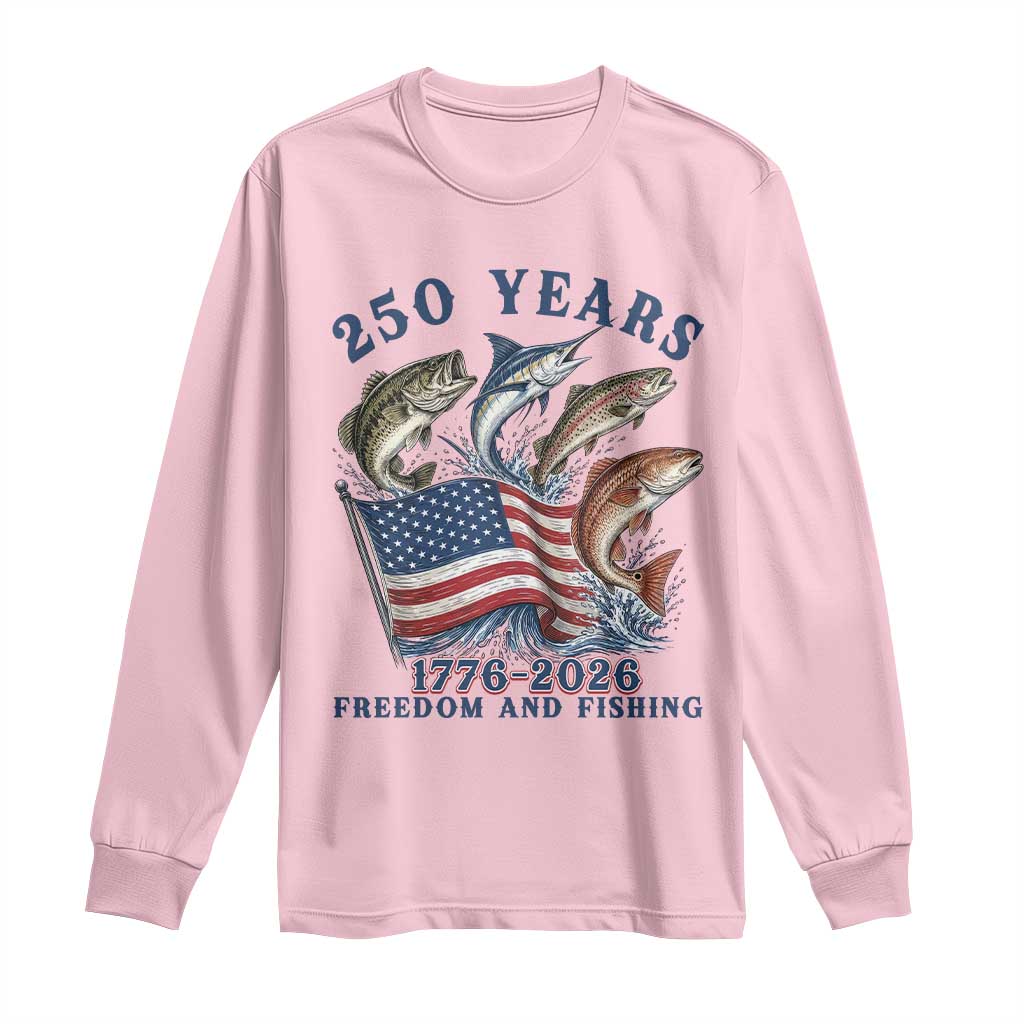 Freedom And Fishing Long Sleeve Shirt Patriotic American Flag Fisherman Gift
