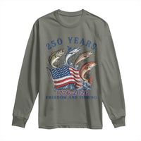 Freedom And Fishing Long Sleeve Shirt Patriotic American Flag Fisherman Gift