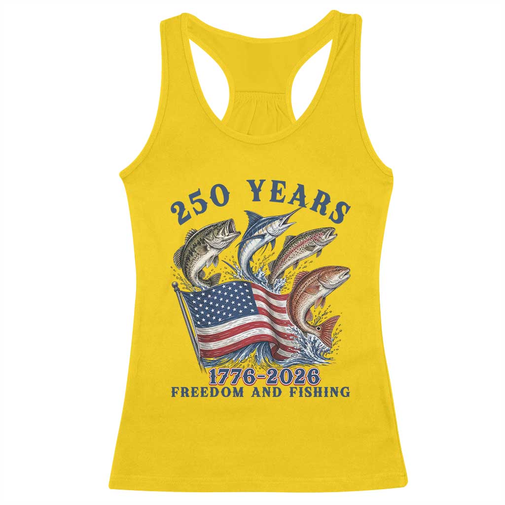 Freedom And Fishing Racerback Tank Top Patriotic American Flag Fisherman Gift