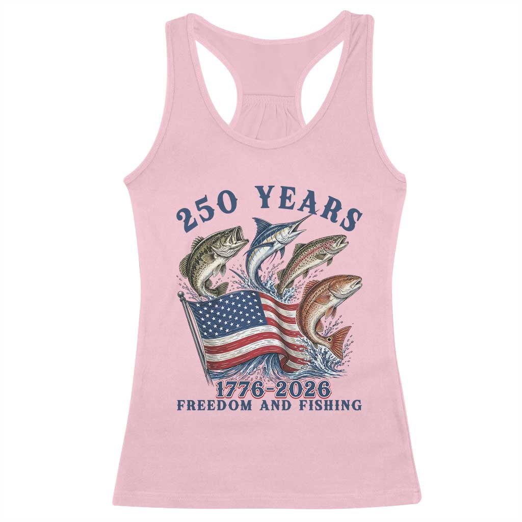 Freedom And Fishing Racerback Tank Top Patriotic American Flag Fisherman Gift
