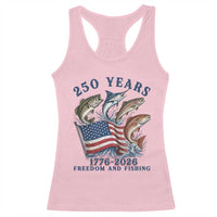 Freedom And Fishing Racerback Tank Top Patriotic American Flag Fisherman Gift