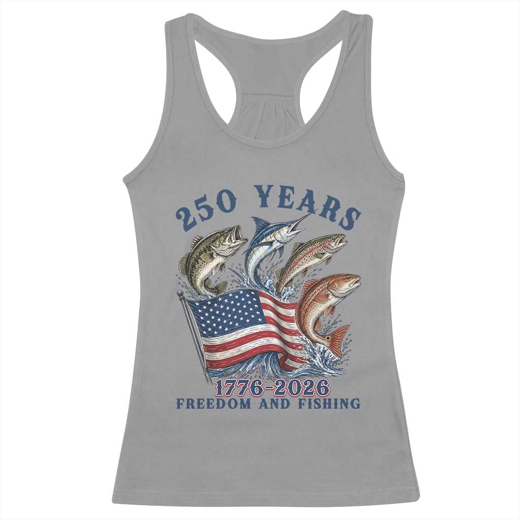 Freedom And Fishing Racerback Tank Top Patriotic American Flag Fisherman Gift