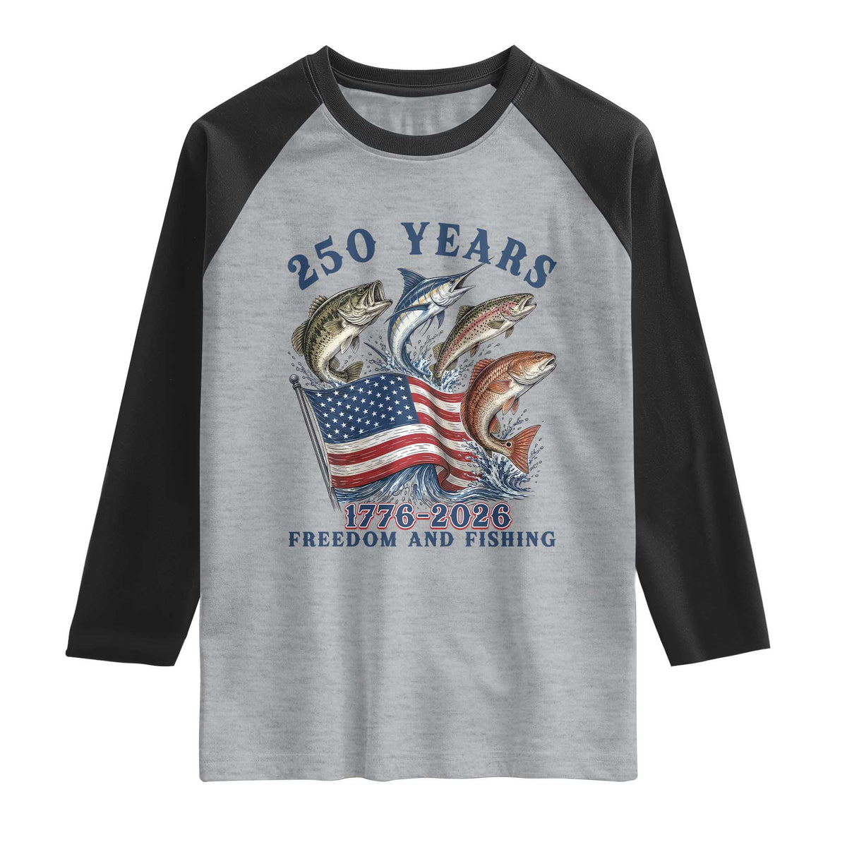 Freedom And Fishing Raglan Shirt Patriotic American Flag Fisherman Gift